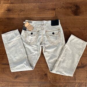 True Religion Sandy Palm 1/2 Ricky With Flap Super T Relaxed Straight Jeans 32